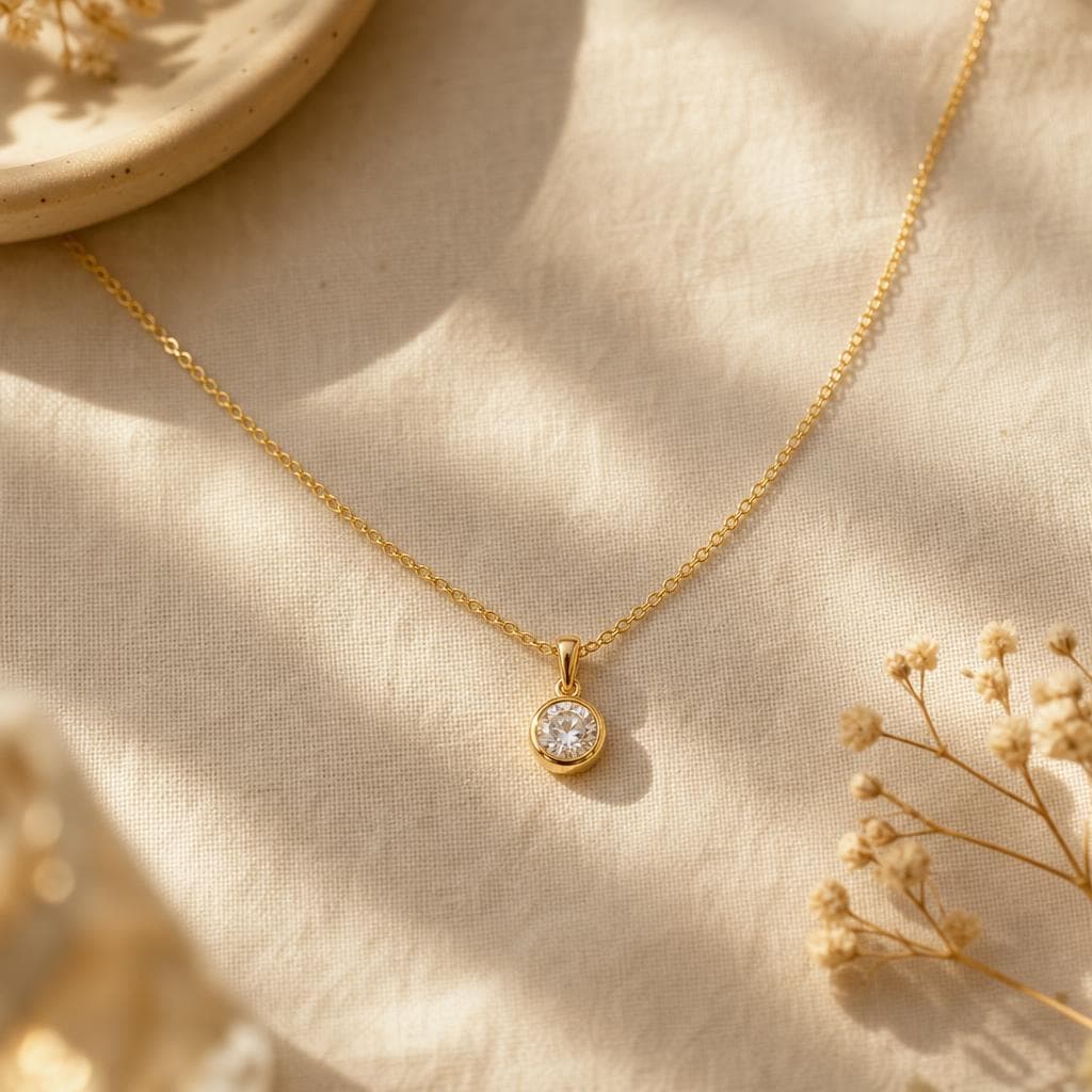 Necklace styled on linen
