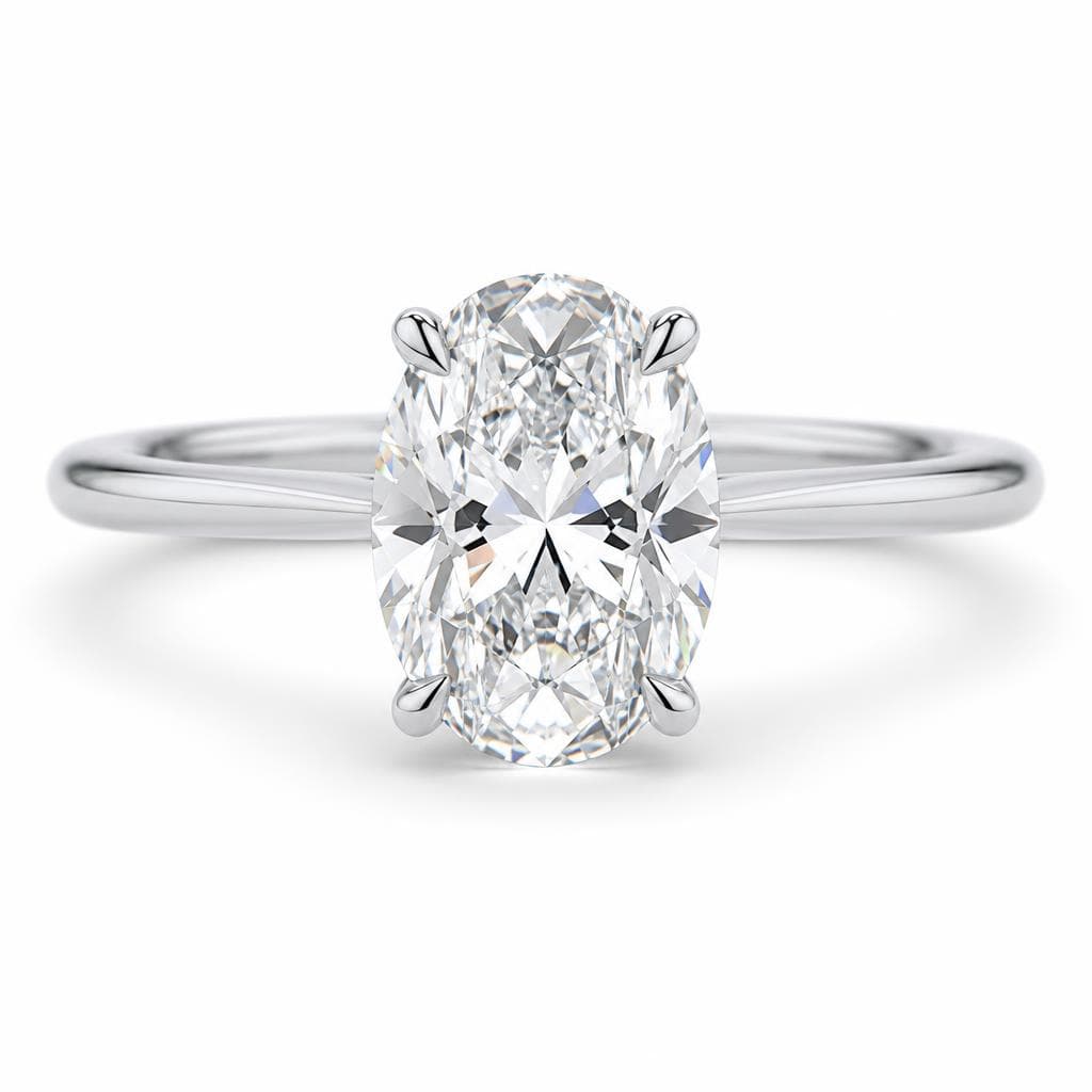 Photorealistic AI generated diamond ring on neutral background